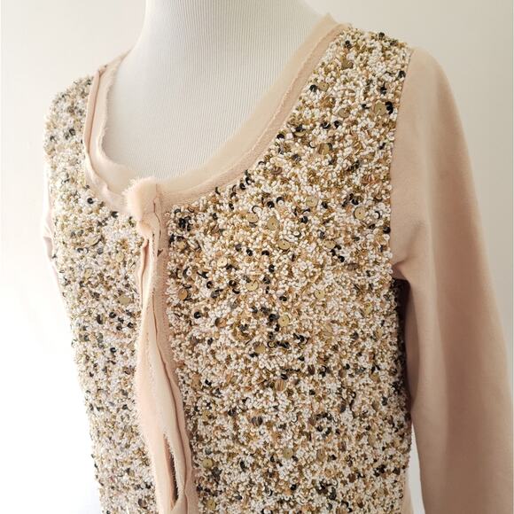 Anthropologie Postmark Paillette Sequin Embellished Cardigan Pink Women Small - Picture 5 of 8